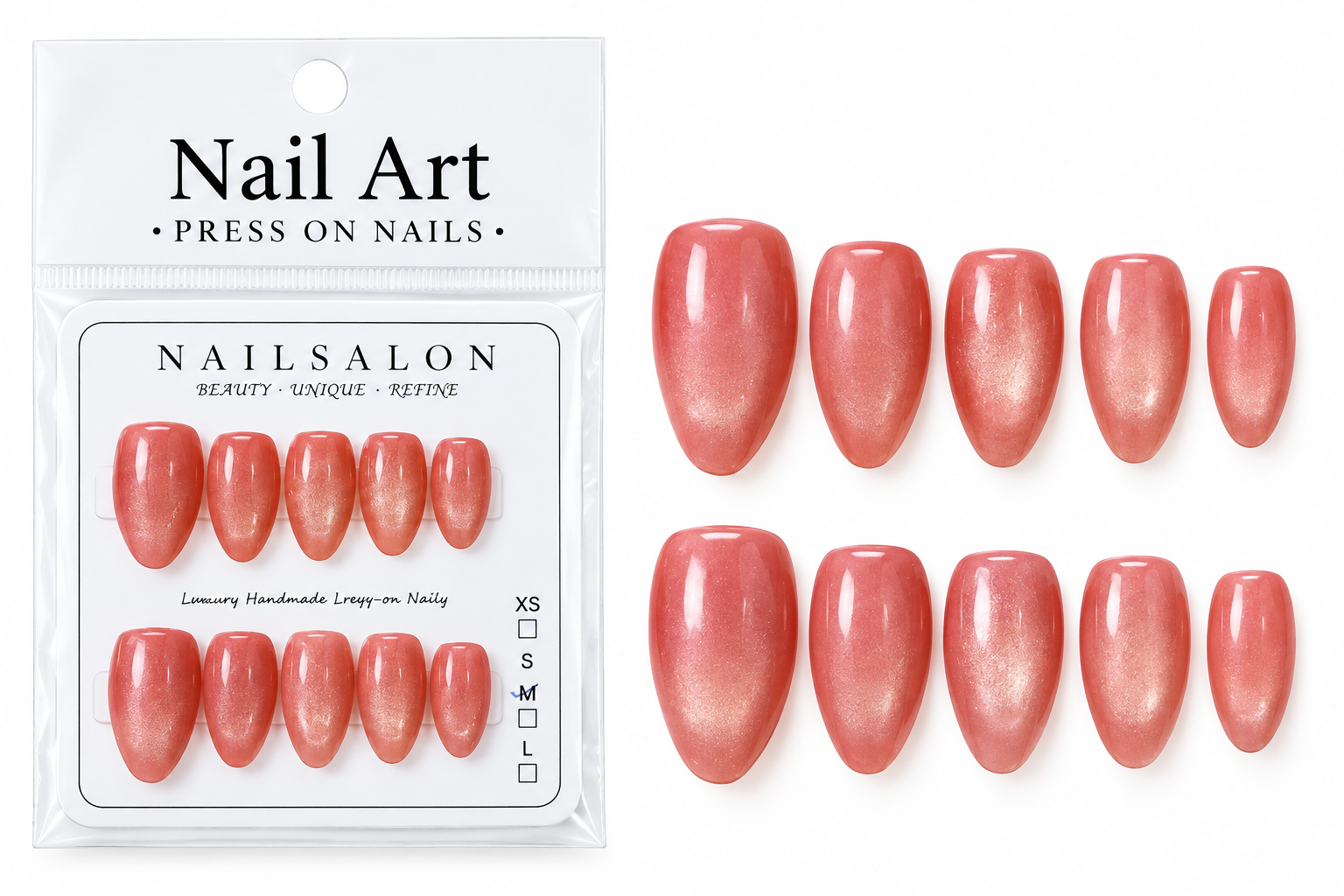 Shimmer Rose Press-On Nails